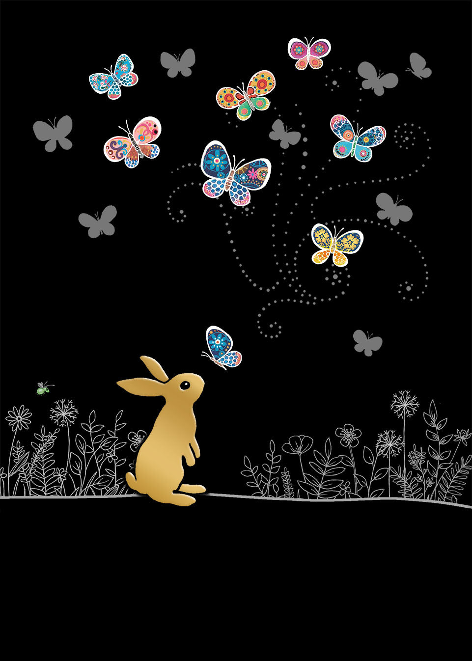 Rabbit Butterflies Card